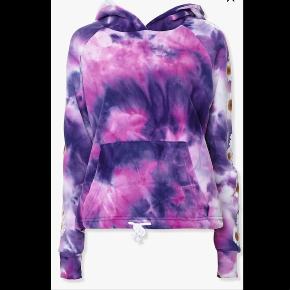*NWT* SUPER soft tie dye Floral graphic hoodie